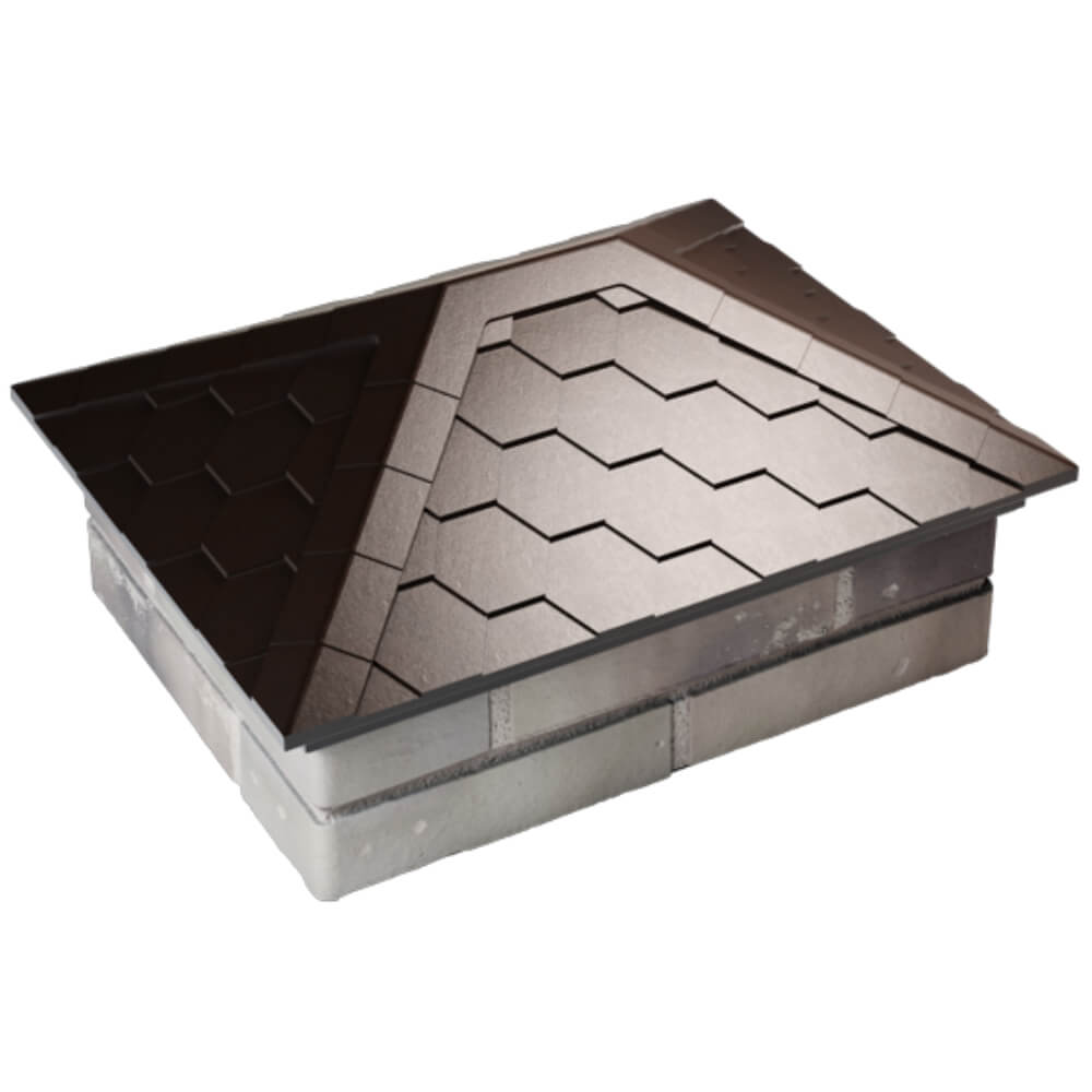 Колпак Zking Эверест Коричневый на столб 2х1.5 кирпича (520х390мм)